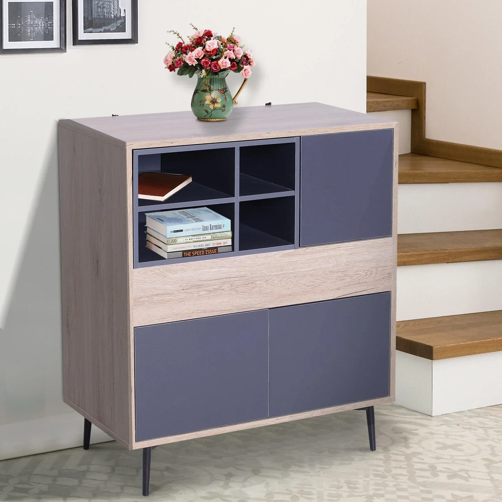 Mehrzweckschrank Kommode Sideboard Konsole Flur ausziehbar Ablagefach 78 x 39 x 87,2 cm - 3