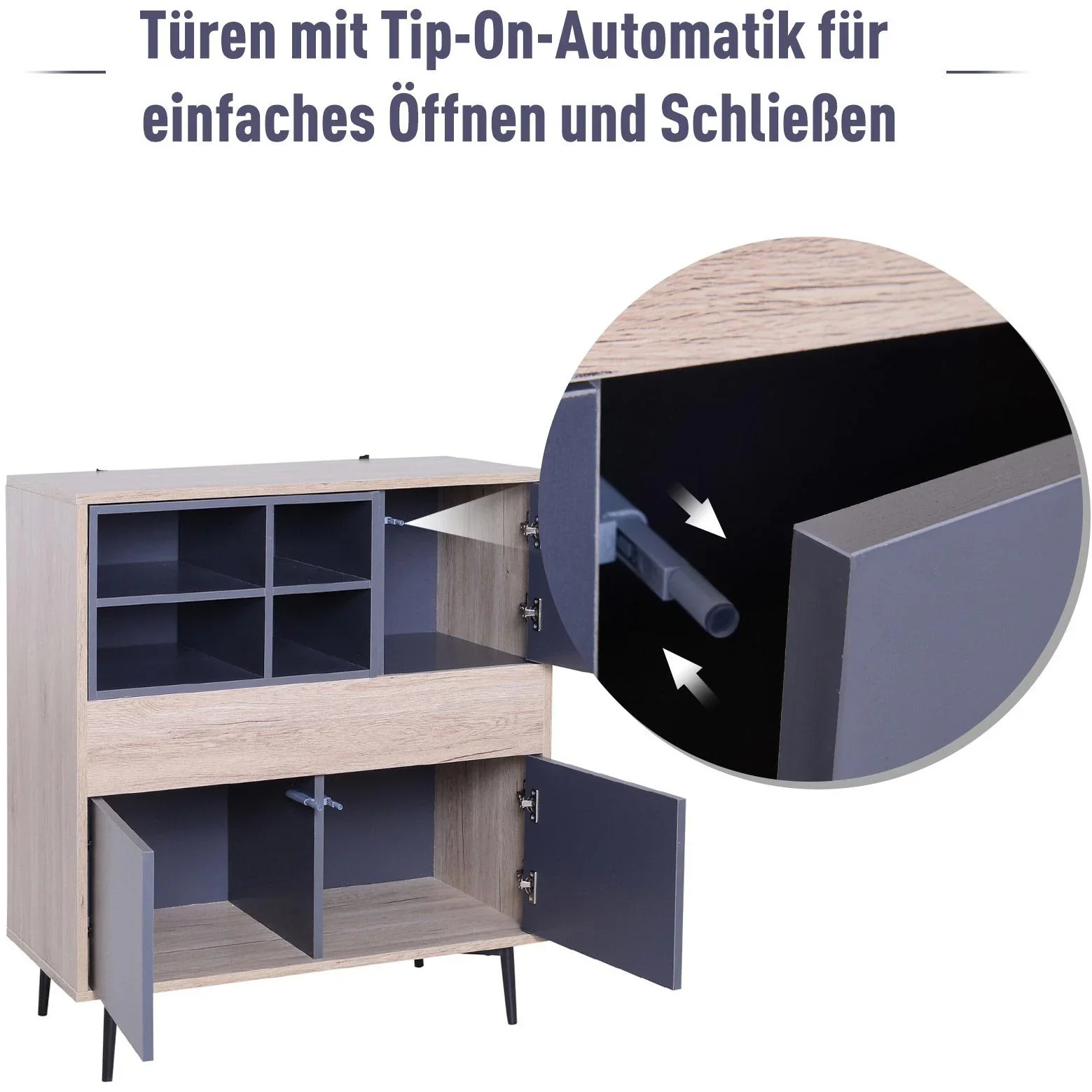 Mehrzweckschrank Kommode Sideboard Konsole Flur ausziehbar Ablagefach 78 x 39 x 87,2 cm - 5