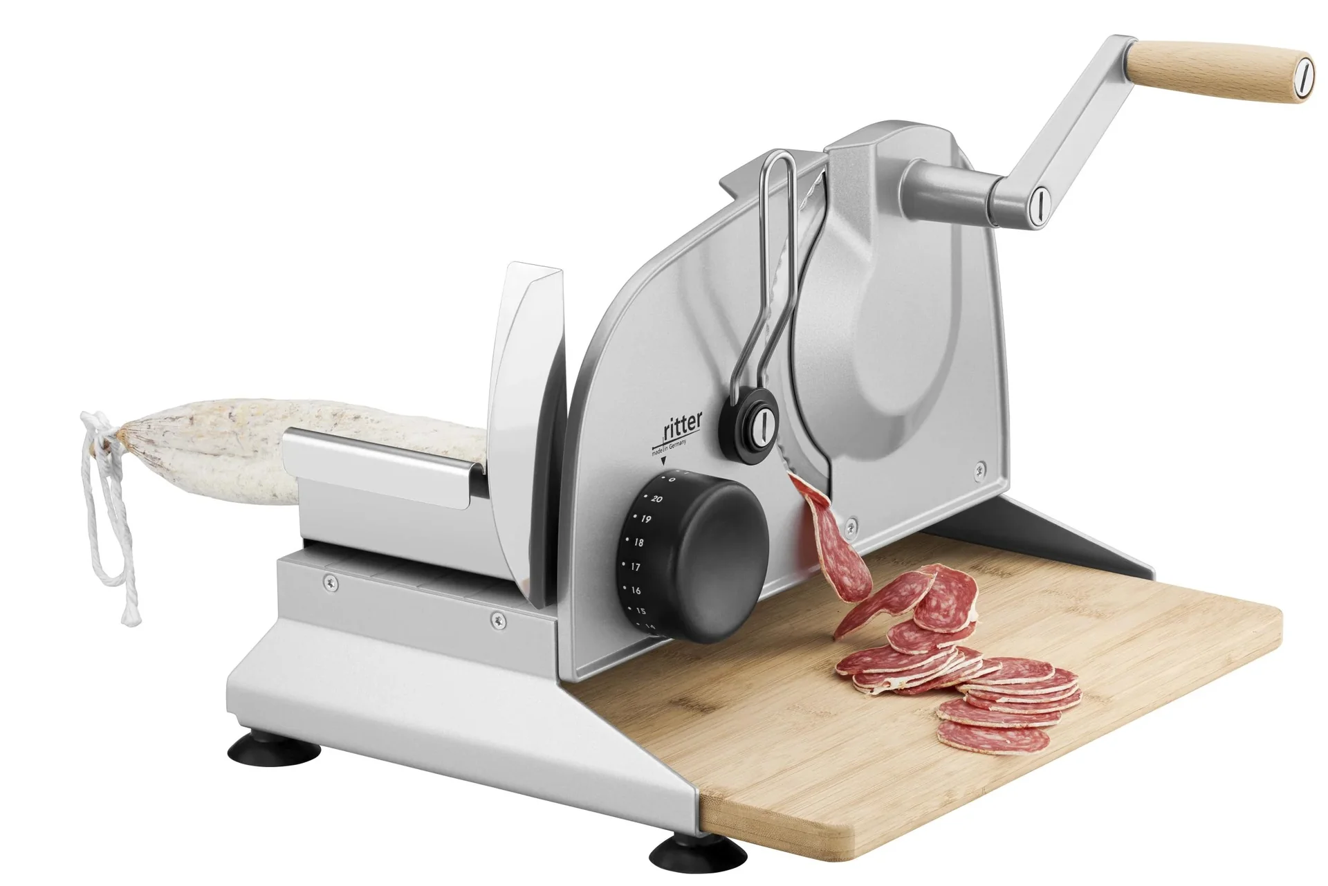 Allesschneider amano 5, manueller Vollmetall Allesschneider, mit leichtgängiger Kurbel, Silber-metallic - 2