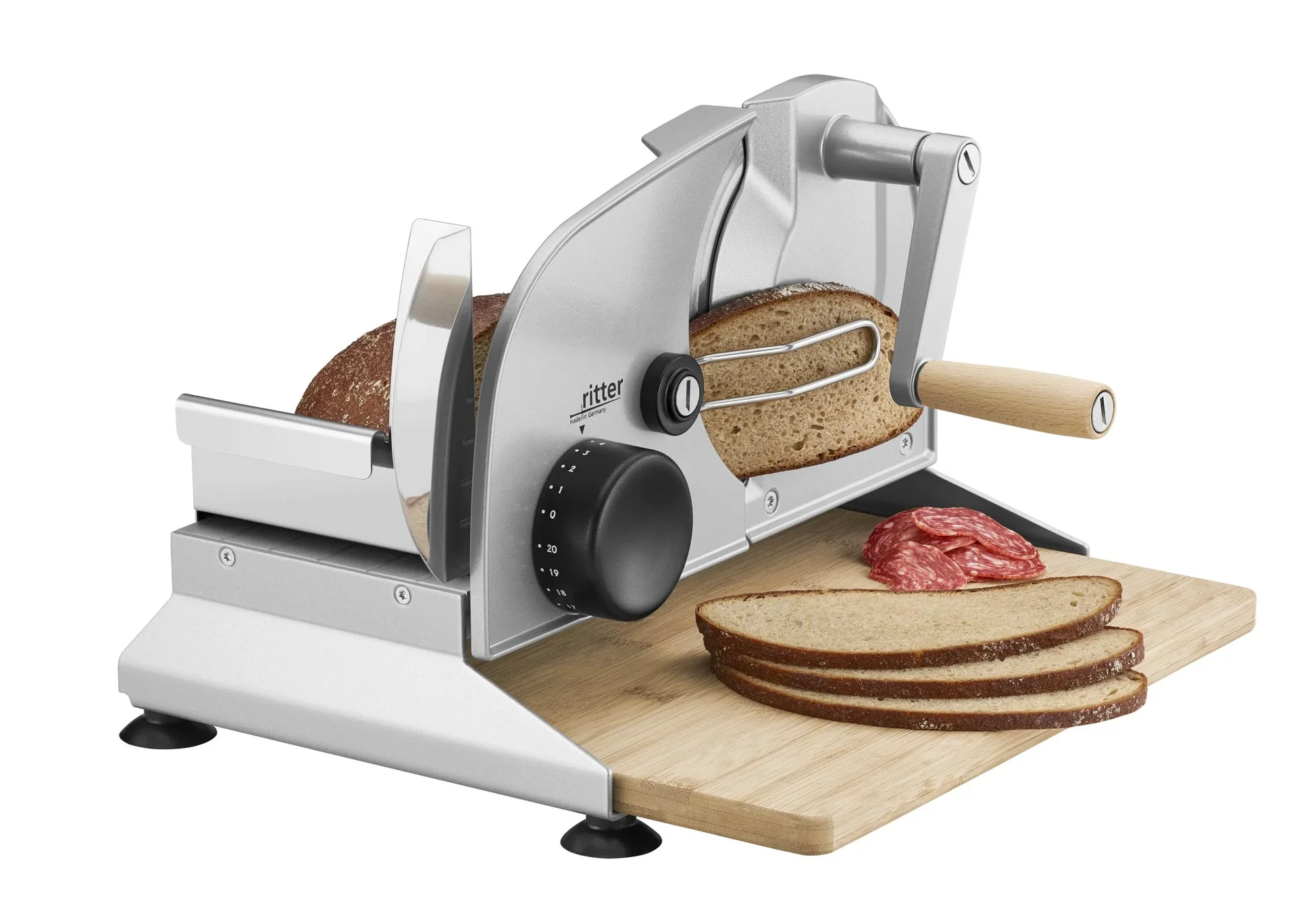 Allesschneider amano 5, manueller Vollmetall Allesschneider, mit leichtgängiger Kurbel, Silber-metallic - 3