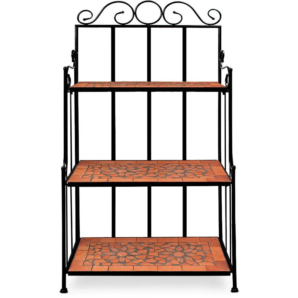 Standtafel Mosaik - 58 x 30 x 115 cm Terrakotta schwarz - 1