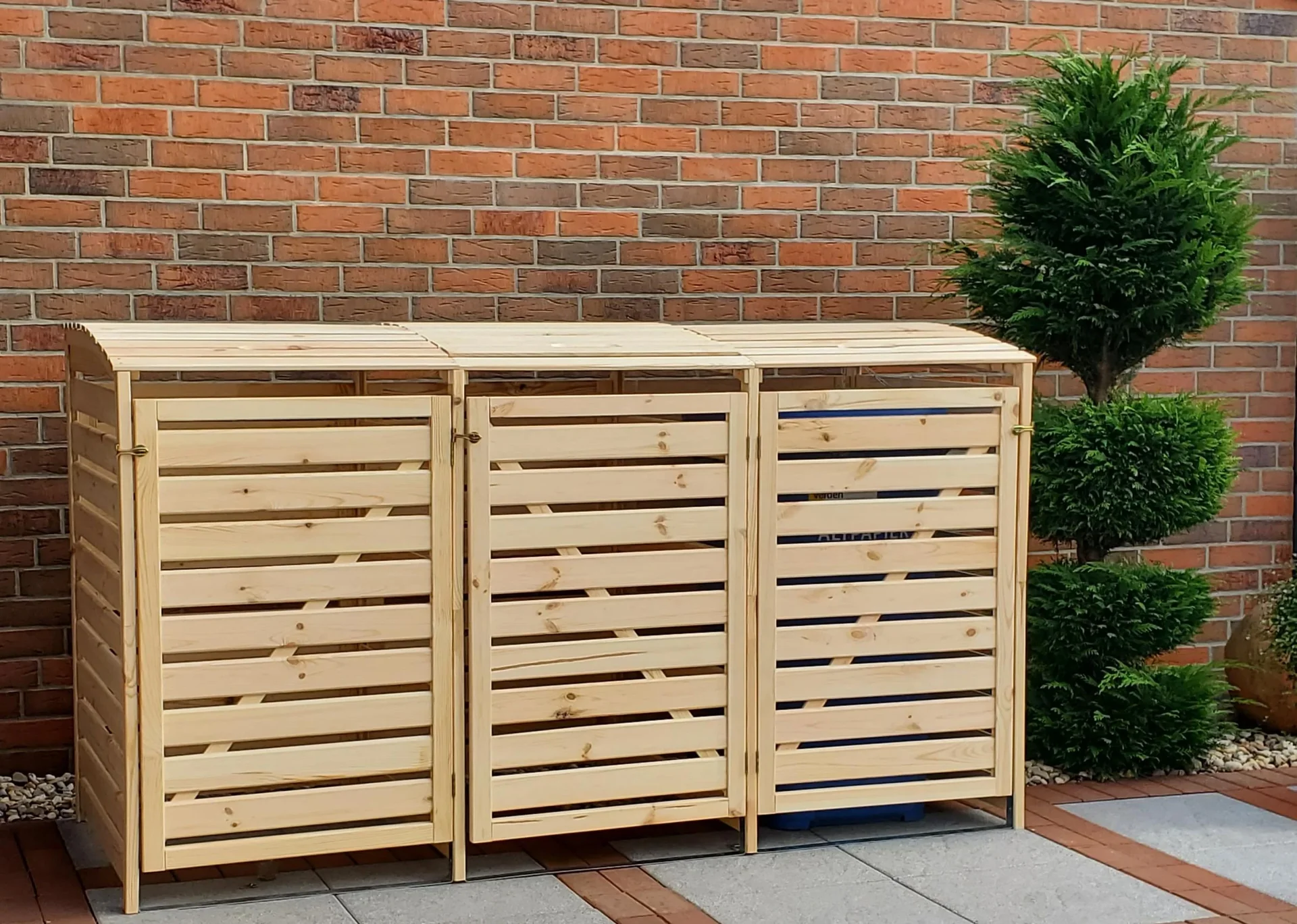 Mülltonnenbox "Vario III" für 3 Tonnen, natur - 0