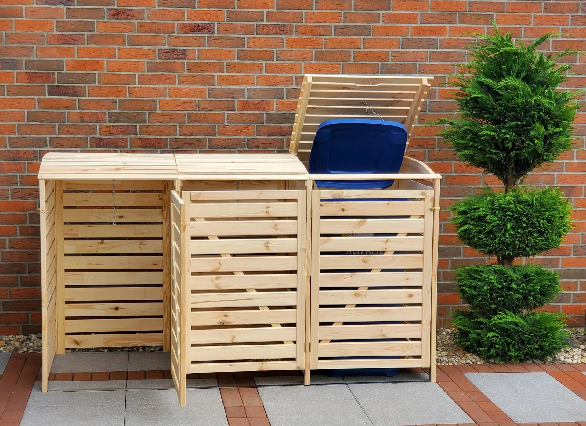 Mülltonnenbox "Vario III" für 3 Tonnen, natur - 2