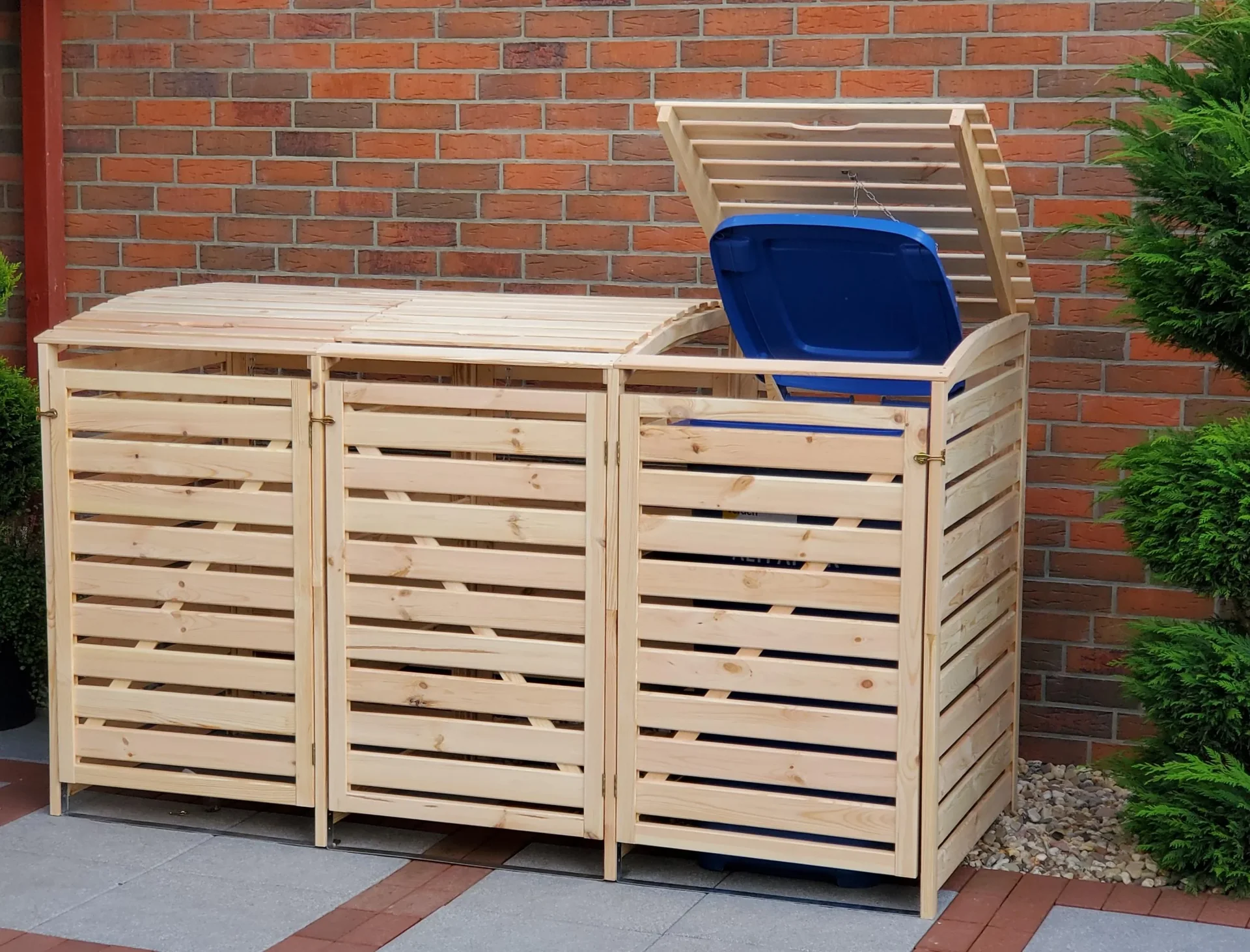 Mülltonnenbox "Vario III" für 3 Tonnen, natur - 3