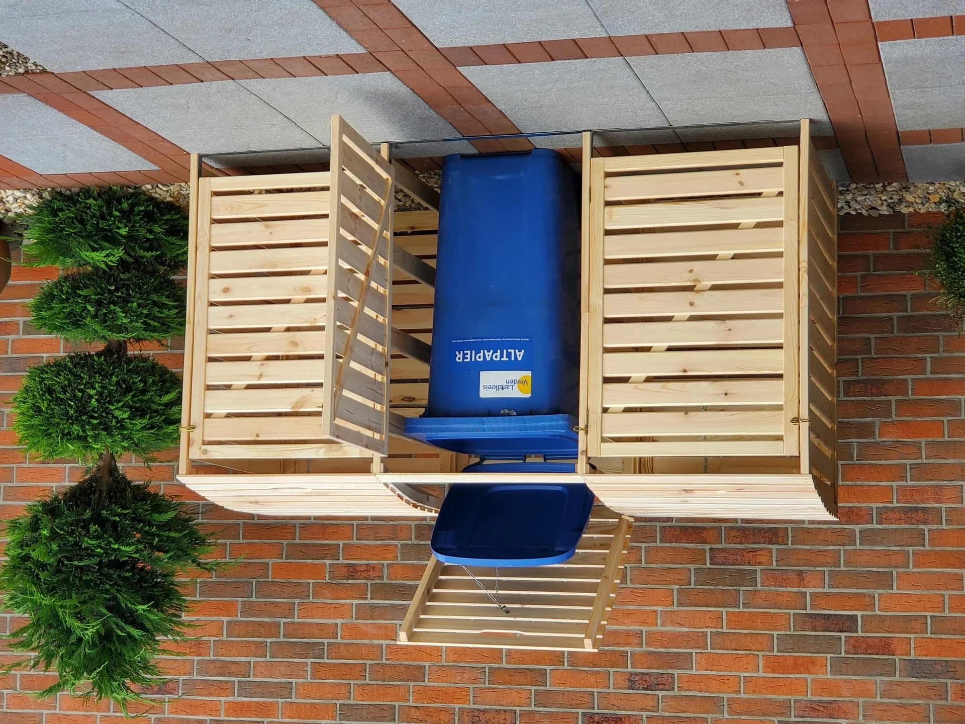 Mülltonnenbox "Vario III" für 3 Tonnen, natur - 4