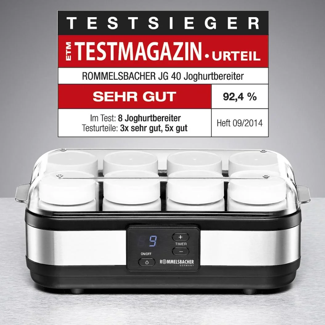 Joghurtbereiter „JG 40“, 8 Portionsbehälter, je 150 ml, Edelstahl, 40 Watt - 1