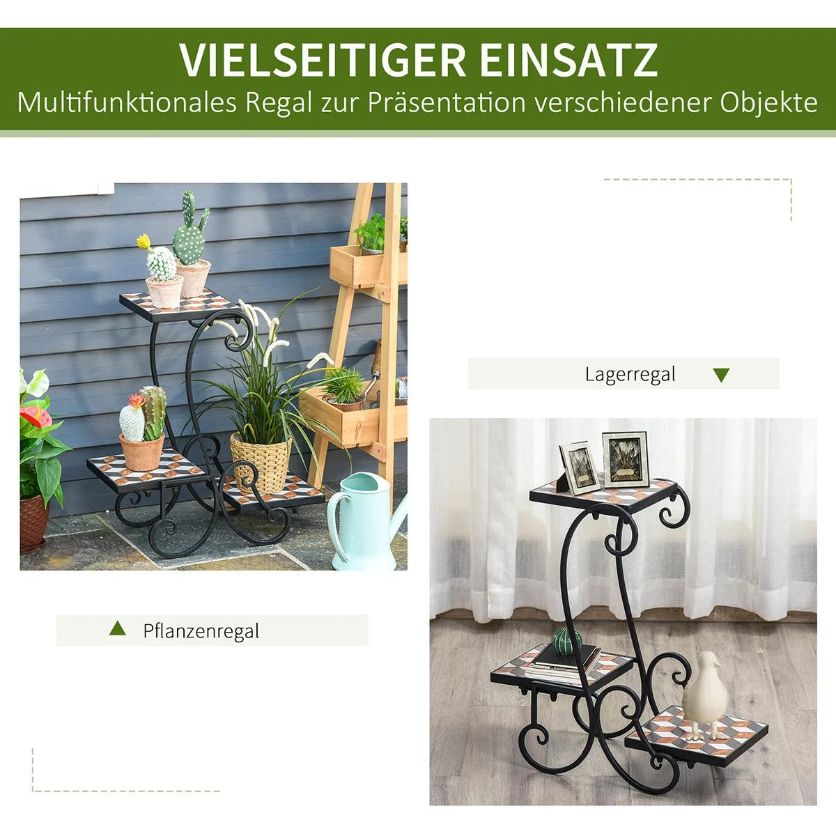 Blumenständer mit Mosaikfliesen bunt - 5