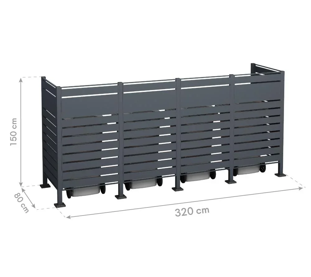 Mülltonnenverkleidung Planum 4er Box, 150 cm, anthrazit - 2