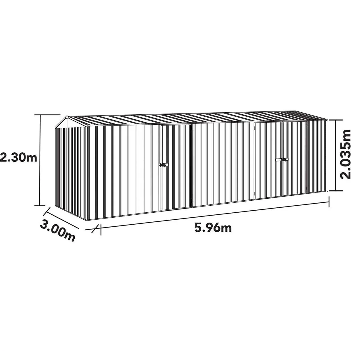 Absco Highlander WG60303HK Metallgarage - 596x300x230 cm - 3