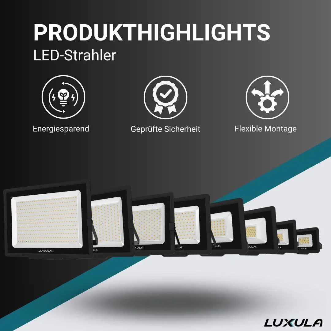 LED-Fluter in schwarz bietet 150 W, 4000 K (neutralweiß), 15000 lm & IP65 Schutz - 0