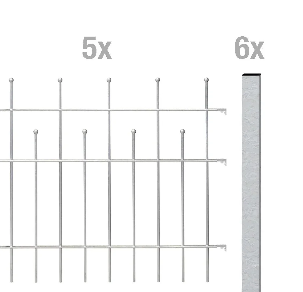 Zaunkomplettset Madrid zum Aufschrauben, feuerverzinkt, Höhe 73,5 cm, Länge 10 m - 0