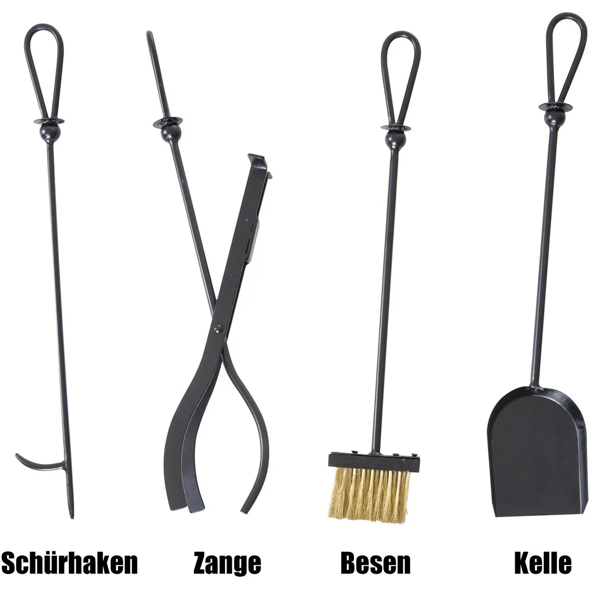 Kaminholzständer mit Kaminbesteck schwarz - 5