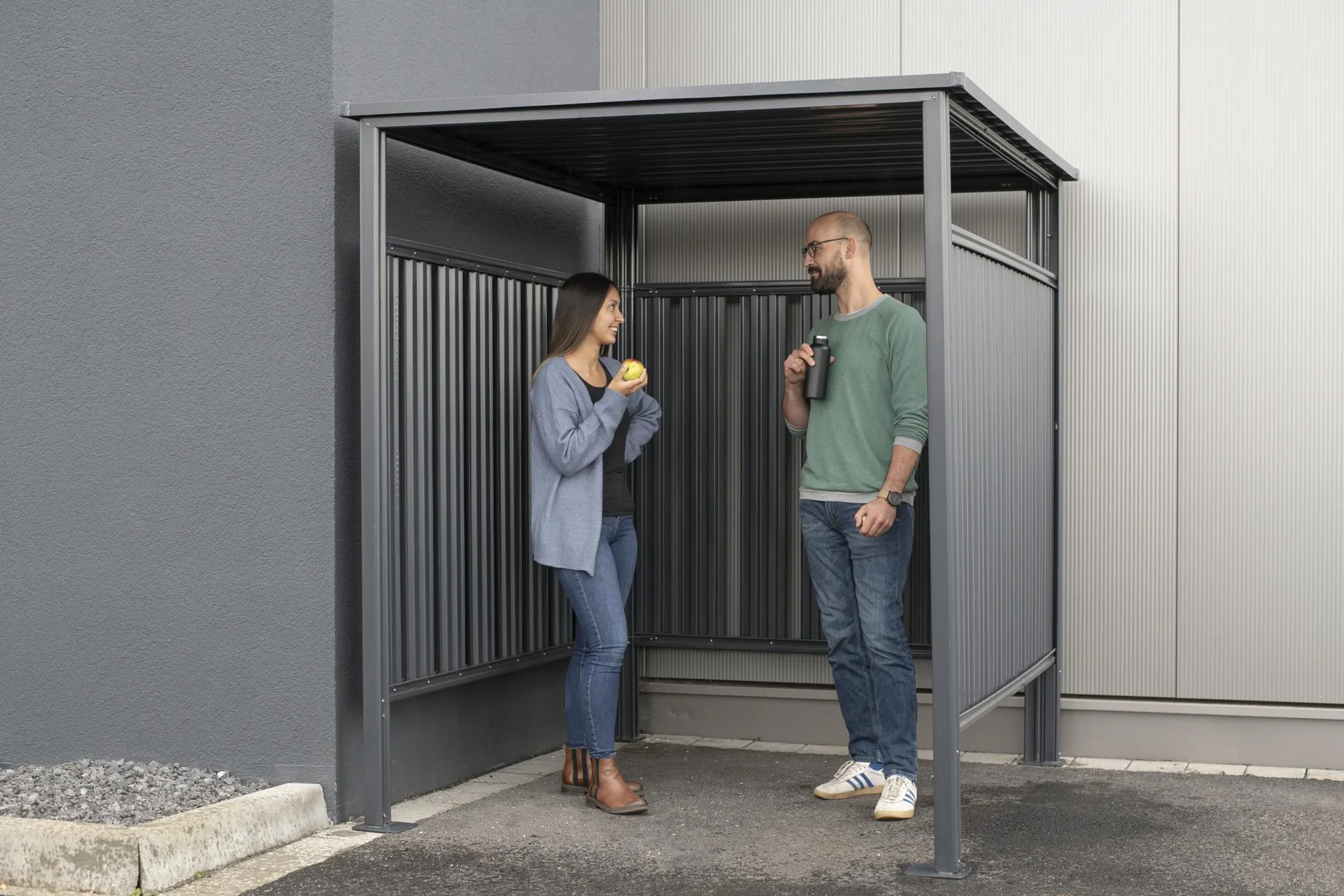 Fahrrad- und Rauchunterstand anthrazit - 0