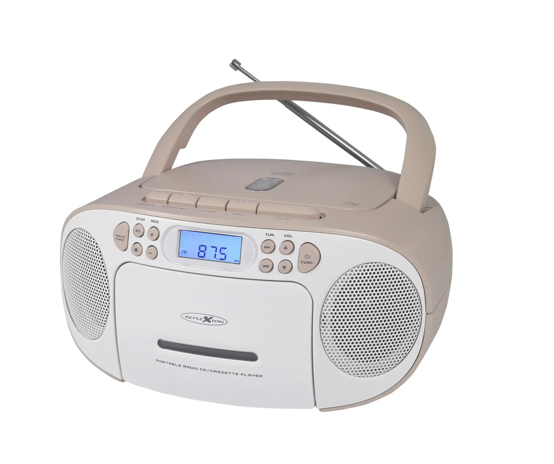 CD Radio Boombox mit UKW-Radio, CD, Kassette und AUX-IN, pink - 0