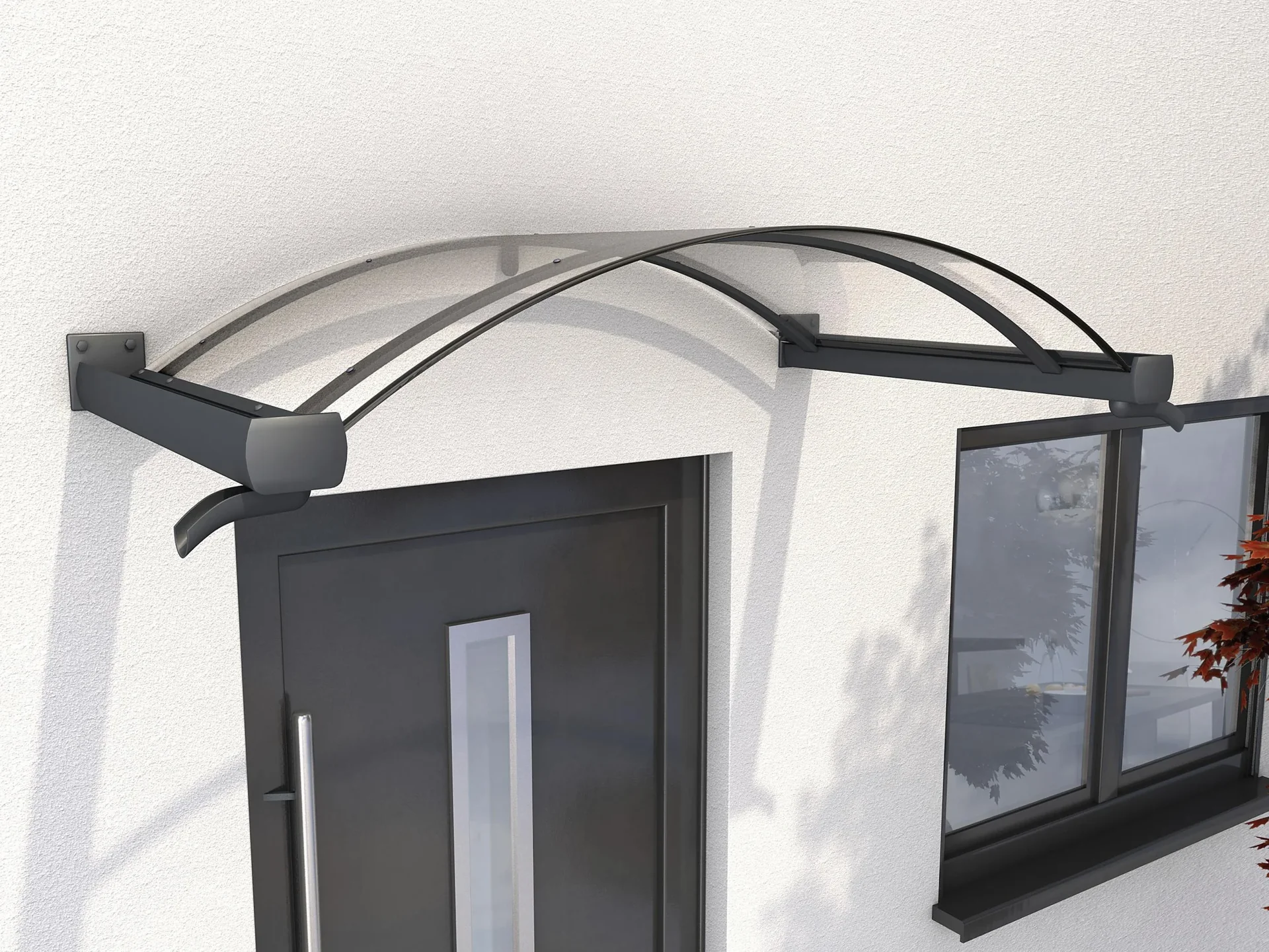 Bogenvordach Typ BV/B 160, 160 x 90 x 25 cm, Anthrazit, 4 mm klar - 4