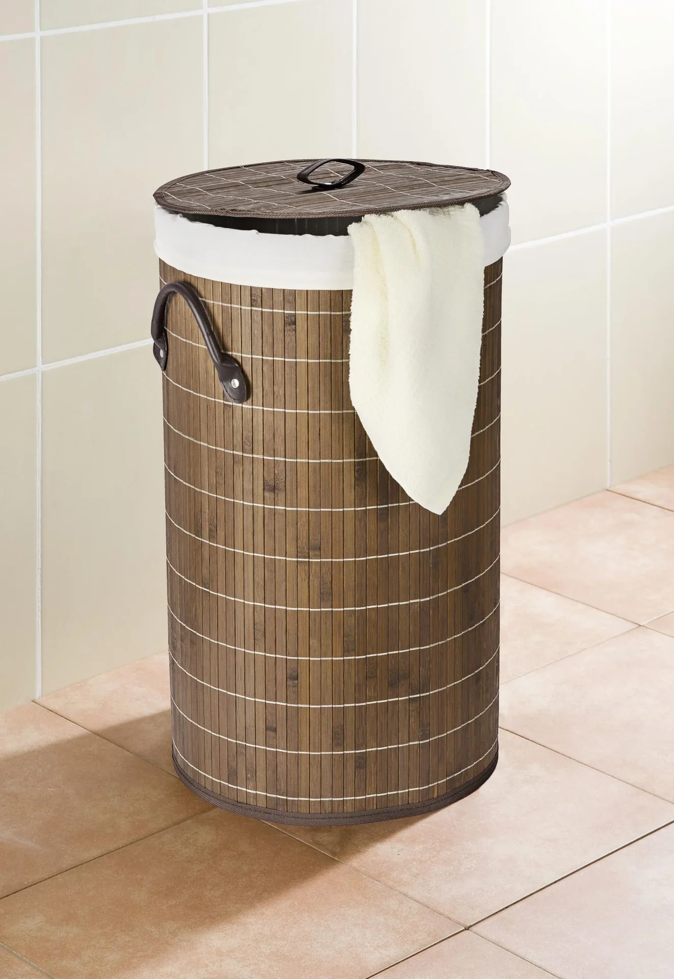 Wäschetruhe BAMBOO, dunkelbraun/ Wäschekorb 55 l - 1