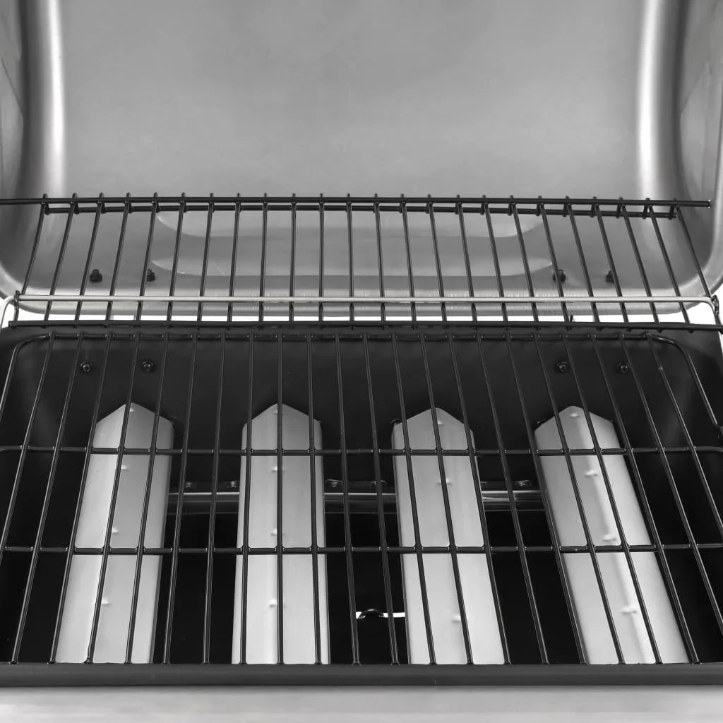 Gasgrill mit 4 Brennern schwarz und silber - 1