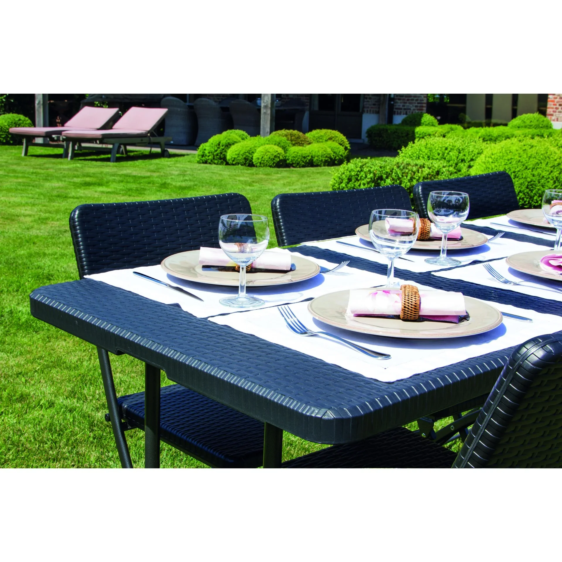klapptisch - in rattan-optik - 180 x 75 x 74 cm - 2