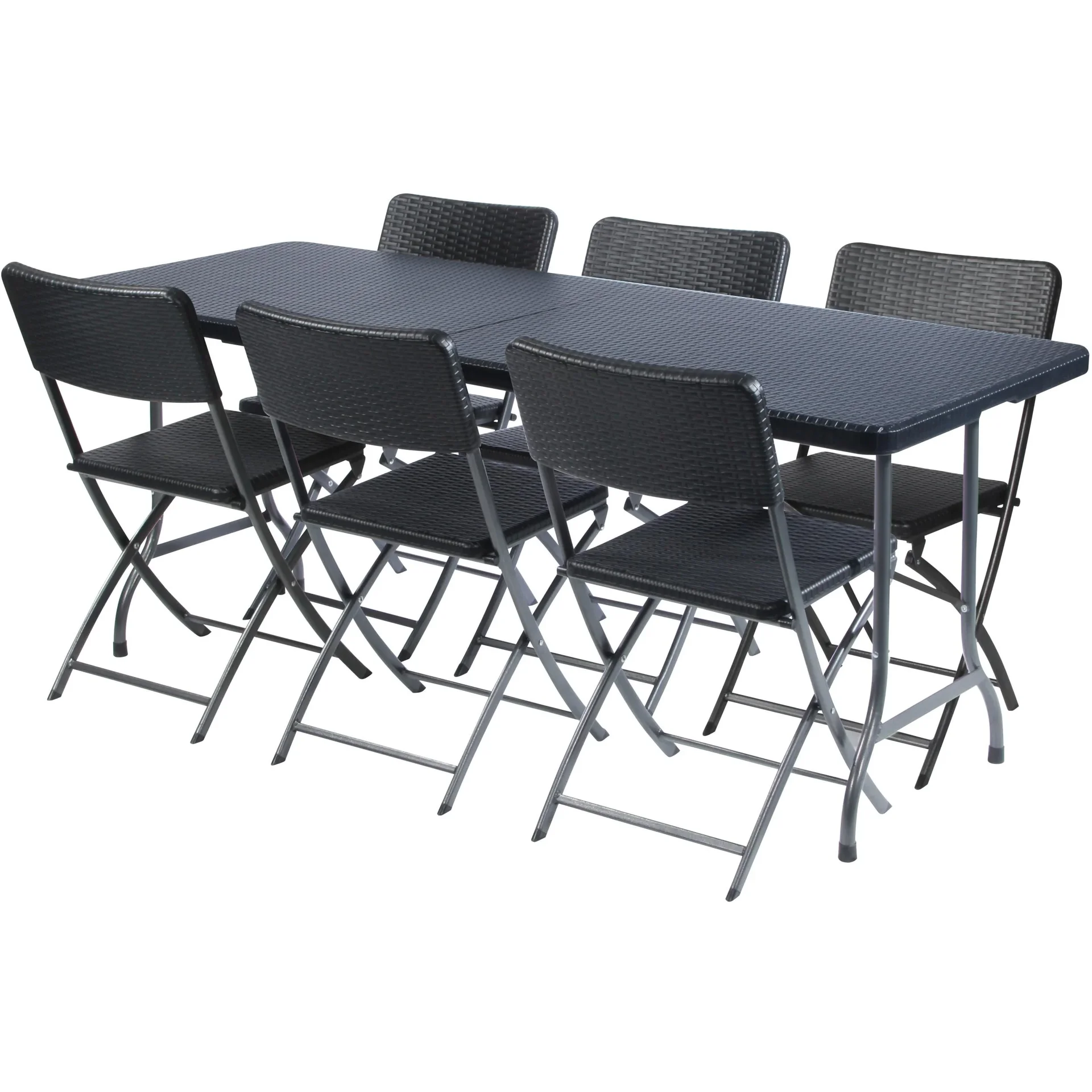 klapptisch - in rattan-optik - 180 x 75 x 74 cm - 3
