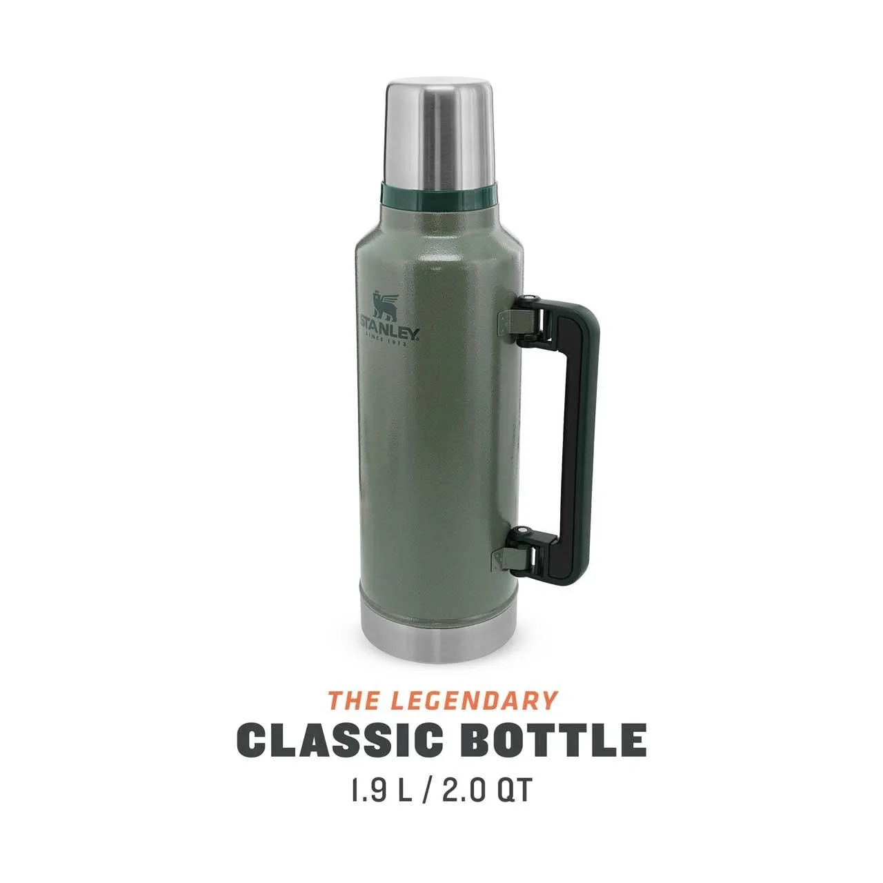 Classic Vakuum-Flasche 1,9 l, Hammertone grün, doppelwandige Vakuumisolierung, Griff, Trinkbecher - 3