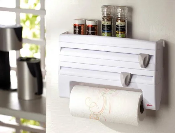 Küchenrollen-Spender, Folien-Halter, „ROLL'N ROLL“, mit 2 Schneide-Schiebern - 1