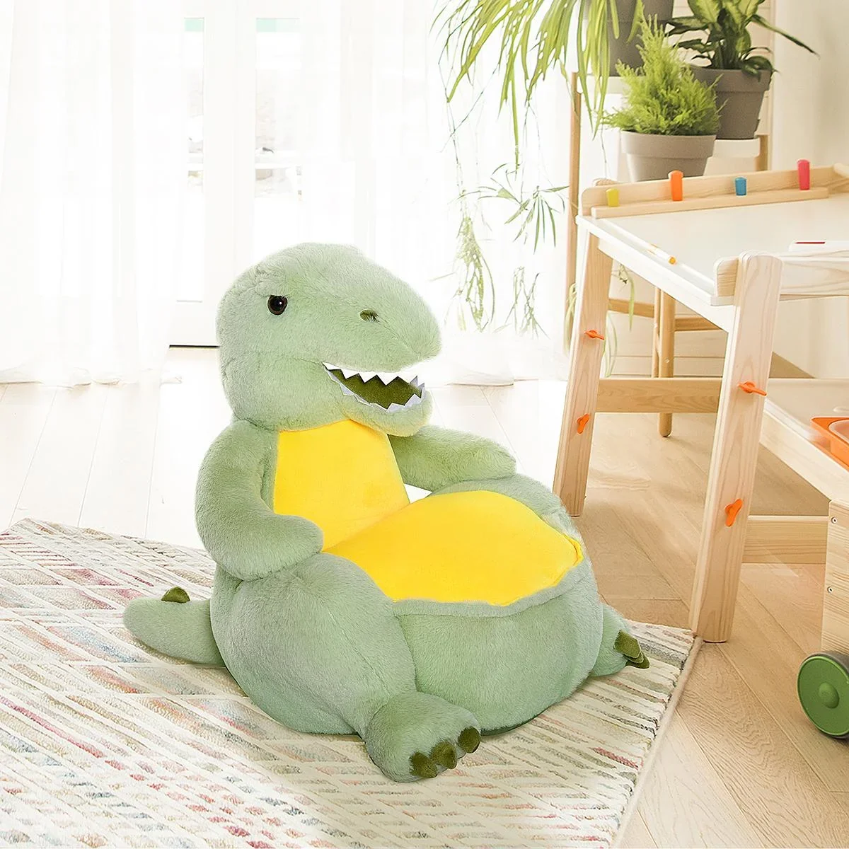 Plüsch-Kindersessel Plüschtier Kinderstuhl Sofa Dinosaurier für Spielzimmer Kinderzimmer für 18-36 Monaten Grün 60 x 55 - 0