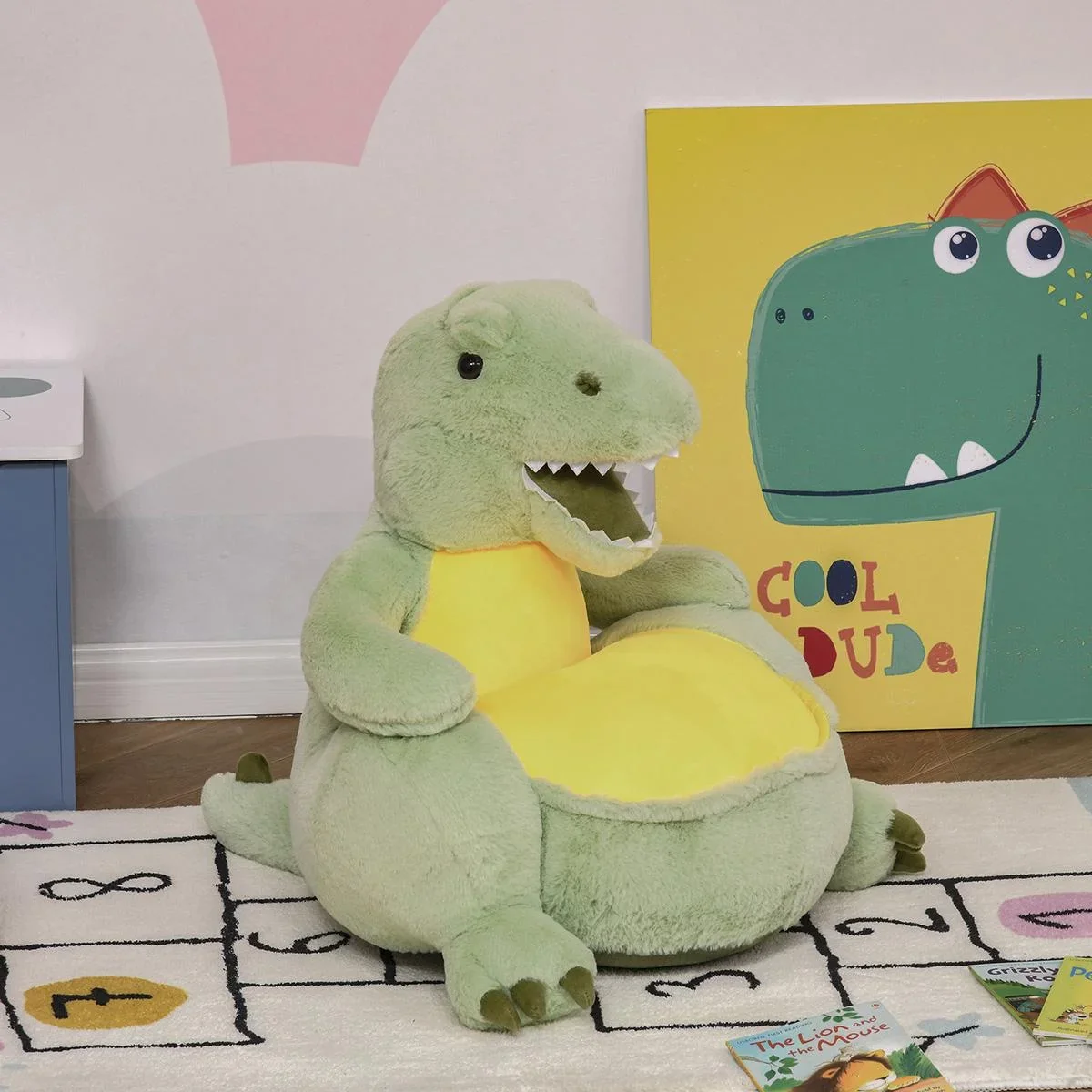 Plüsch-Kindersessel Plüschtier Kinderstuhl Sofa Dinosaurier für Spielzimmer Kinderzimmer für 18-36 Monaten Grün 60 x 55 - 1