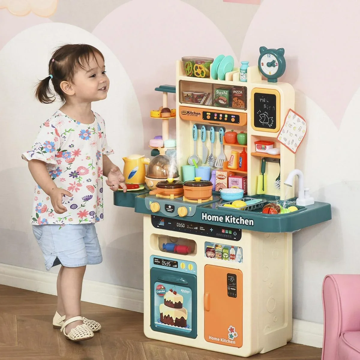 Kinderküche Küchenspielzeug mit Zubehör 113 teilige Spielküche Musikfunktionen Spielzeugset Spielzeugküche für 3 6 Jahre - 0