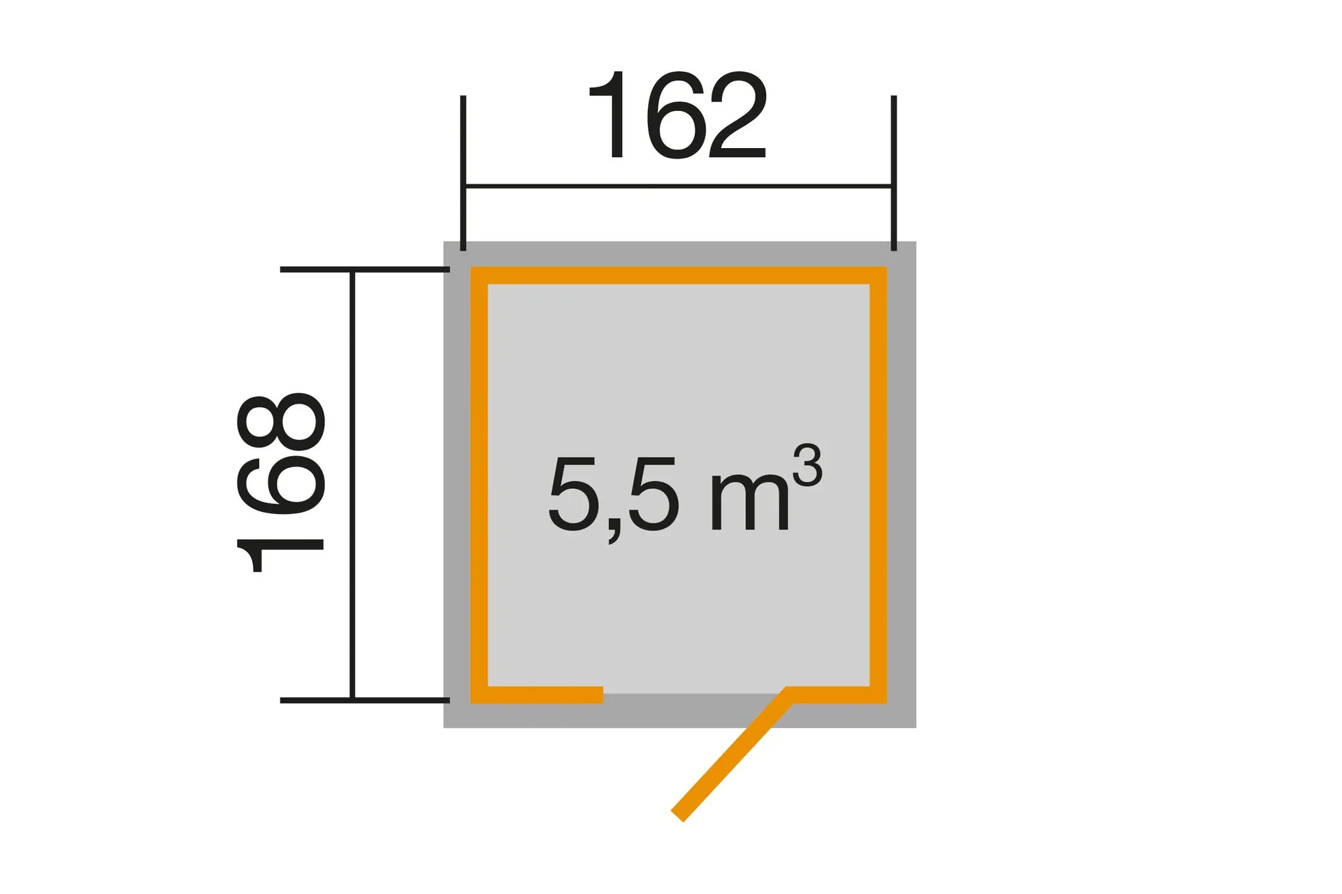 Schwedenhaus Gr. 1, L x B x H 200 x 208 x 220 cm, sägerauh, anthrazit, mit Einzeltür und Fenster - 1