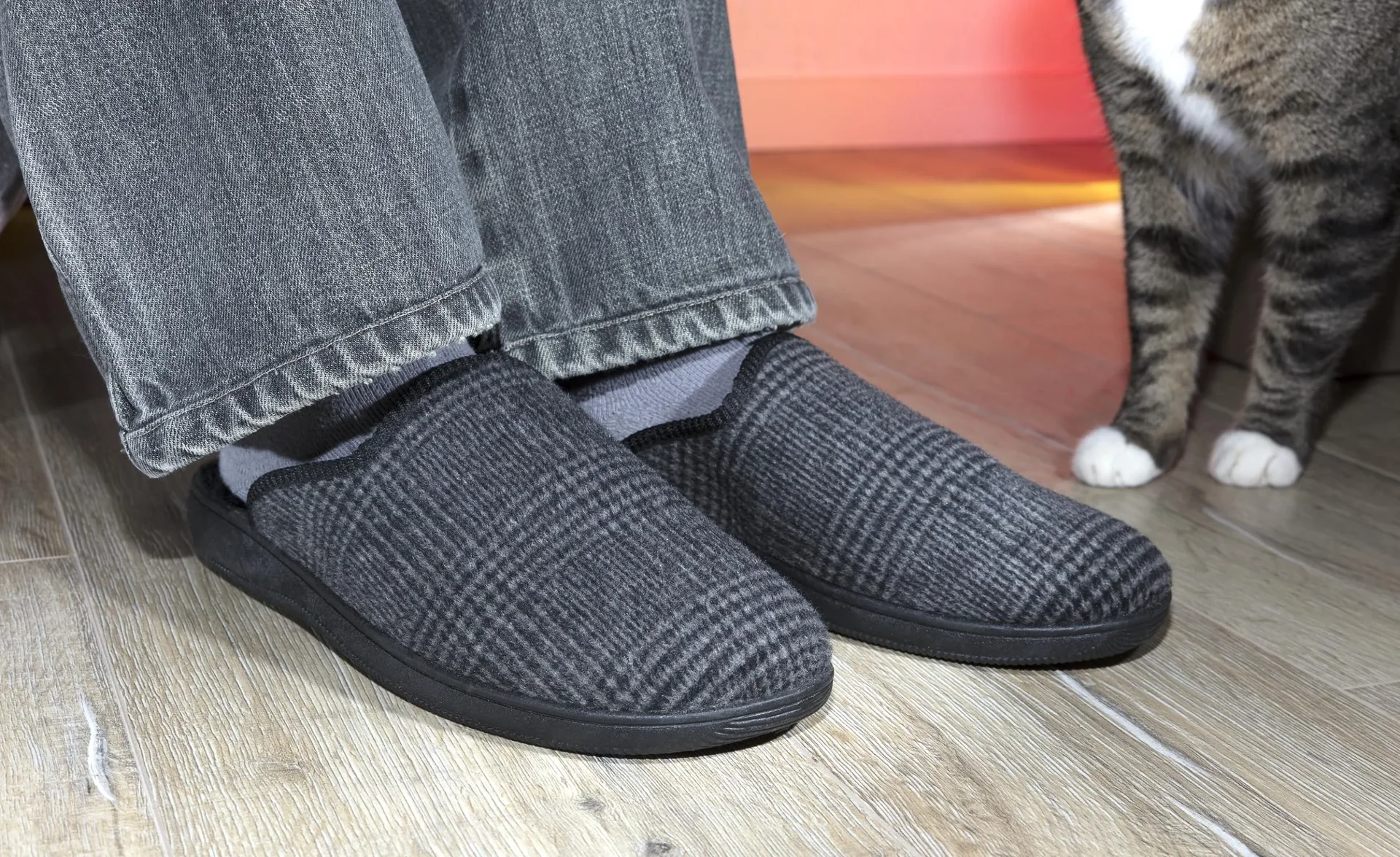 Pantoffel, Farbe grau kariert, Gr.40 - 0