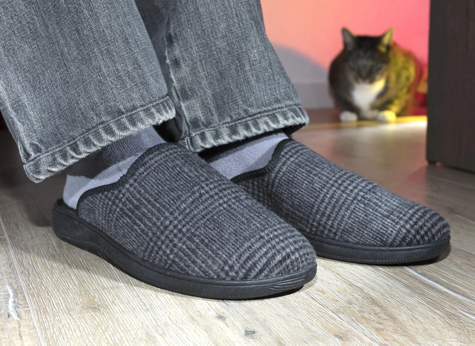 Pantoffel, Farbe grau kariert, Gr.40 - 3