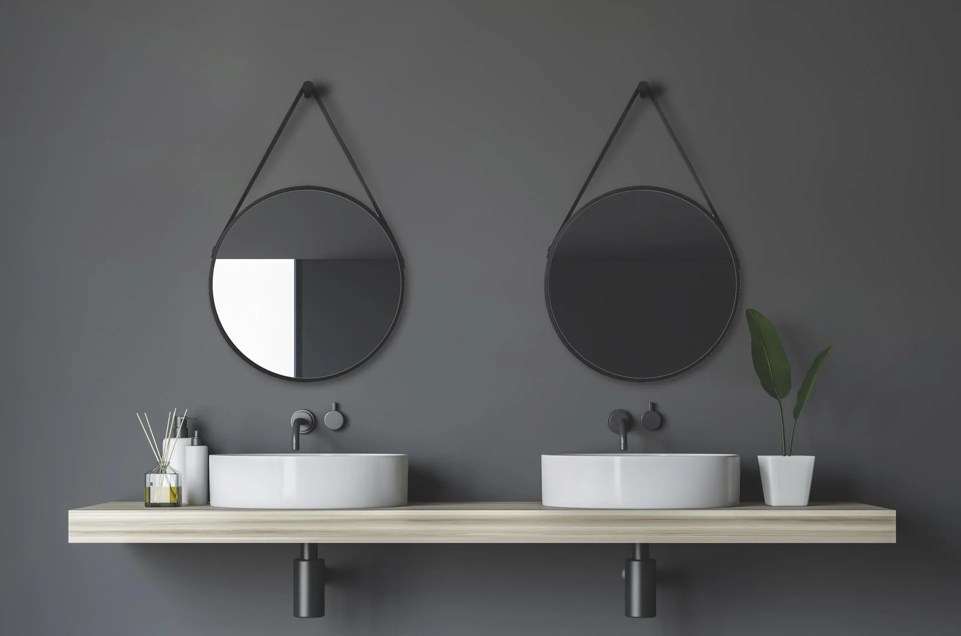 Dekorativer runder Wandspiegel in schwarz matt Ø 50 cm - 4