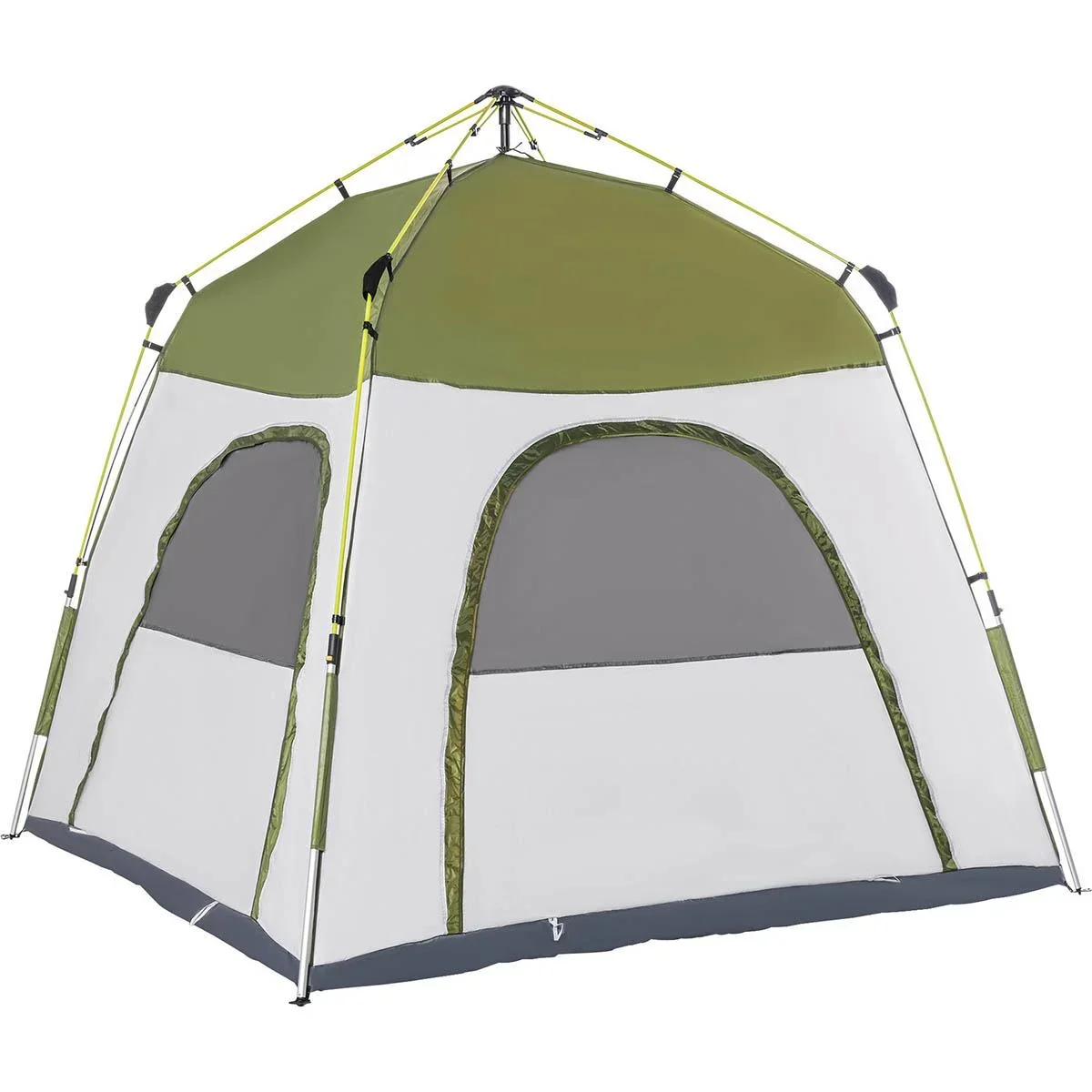 Campingzelt 4 Personen - mit Netz - 190T PU 1000mm - Grün/Grau - 240 x 240 x 195 cm - 1