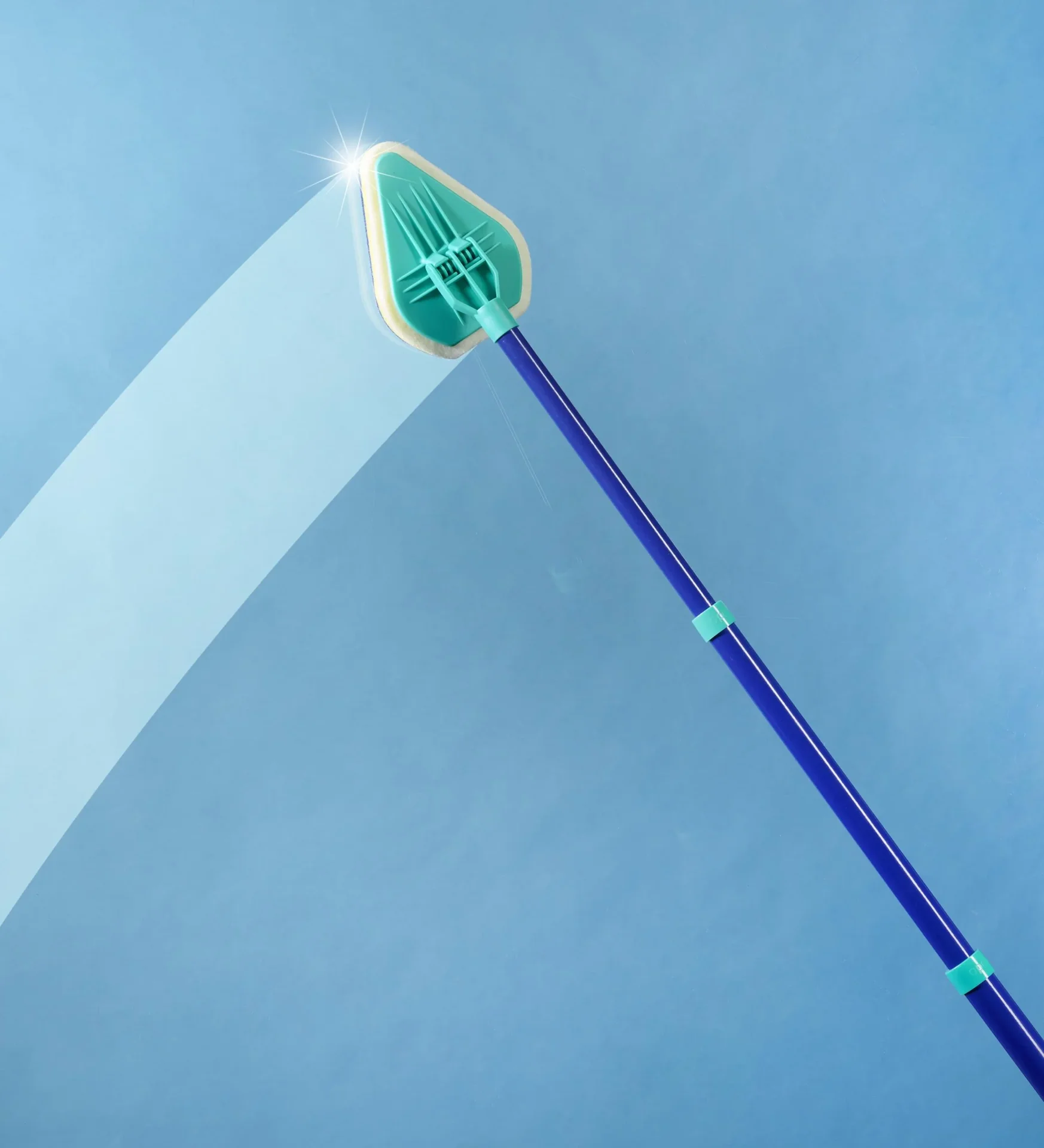 Bad-Wischer, Wischmopp mit Schwammbürste & Teleskopstiel, spezielle Wischform, ausziehbar 45-90 cm - 0