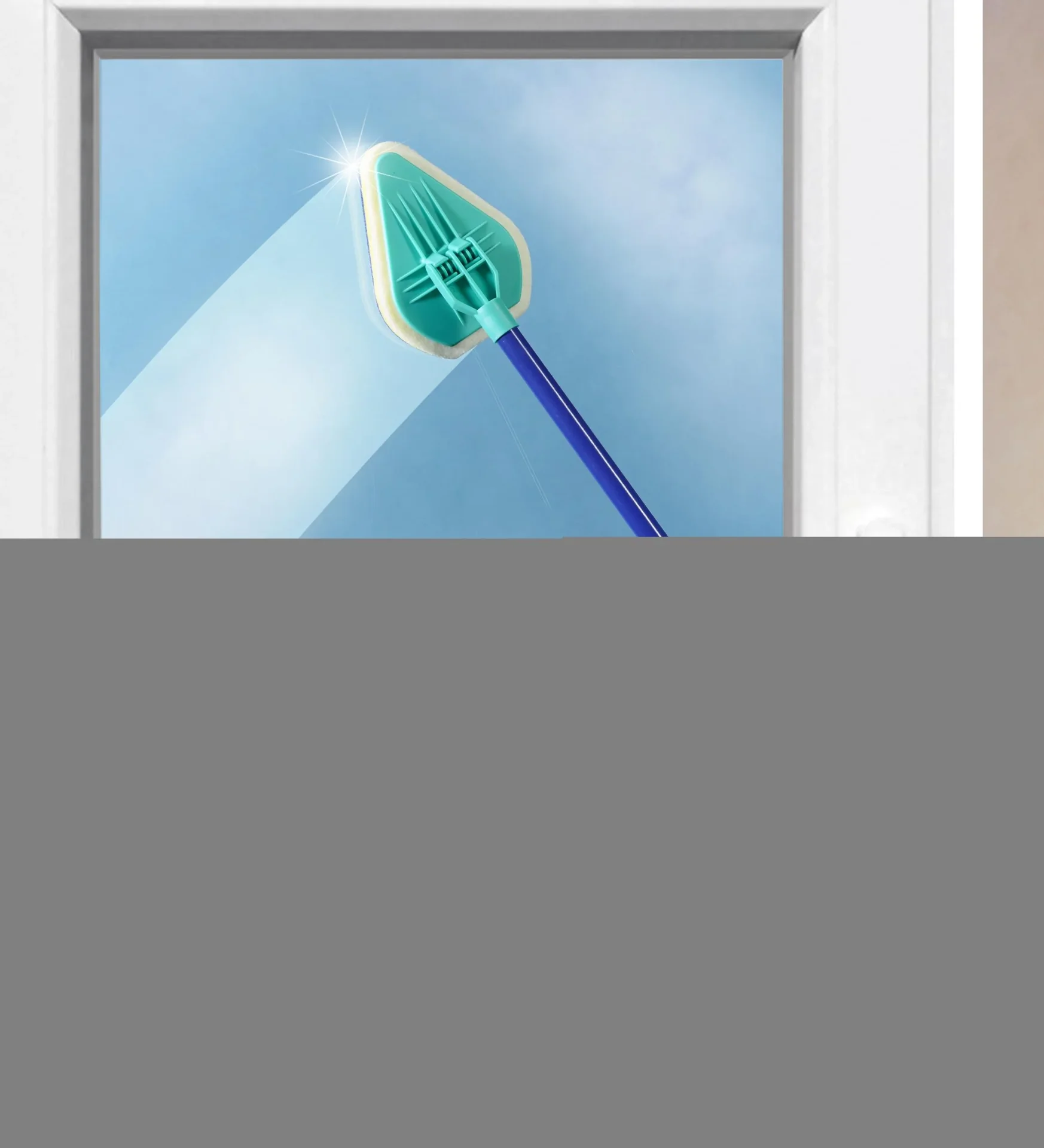 Bad-Wischer, Wischmopp mit Schwammbürste & Teleskopstiel, spezielle Wischform, ausziehbar 45-90 cm - 3