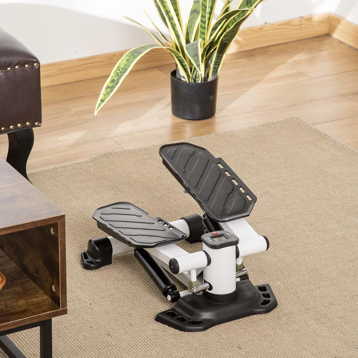 Mini Stepper Minifahrrad Fitness Heimtrainer LCD-Bildschirm mit zwei großen Pedalen Metall ABS Weiß+Schwarz 48 x 34 x 21 - 0