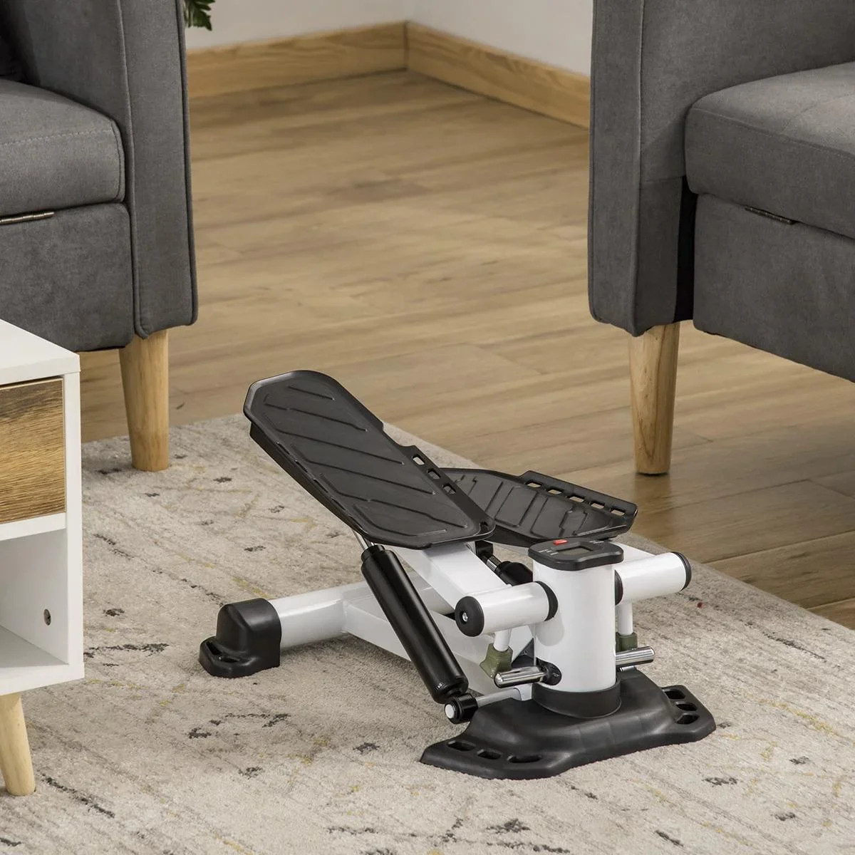 Mini Stepper Minifahrrad Fitness Heimtrainer LCD-Bildschirm mit zwei großen Pedalen Metall ABS Weiß+Schwarz 48 x 34 x 21 - 2