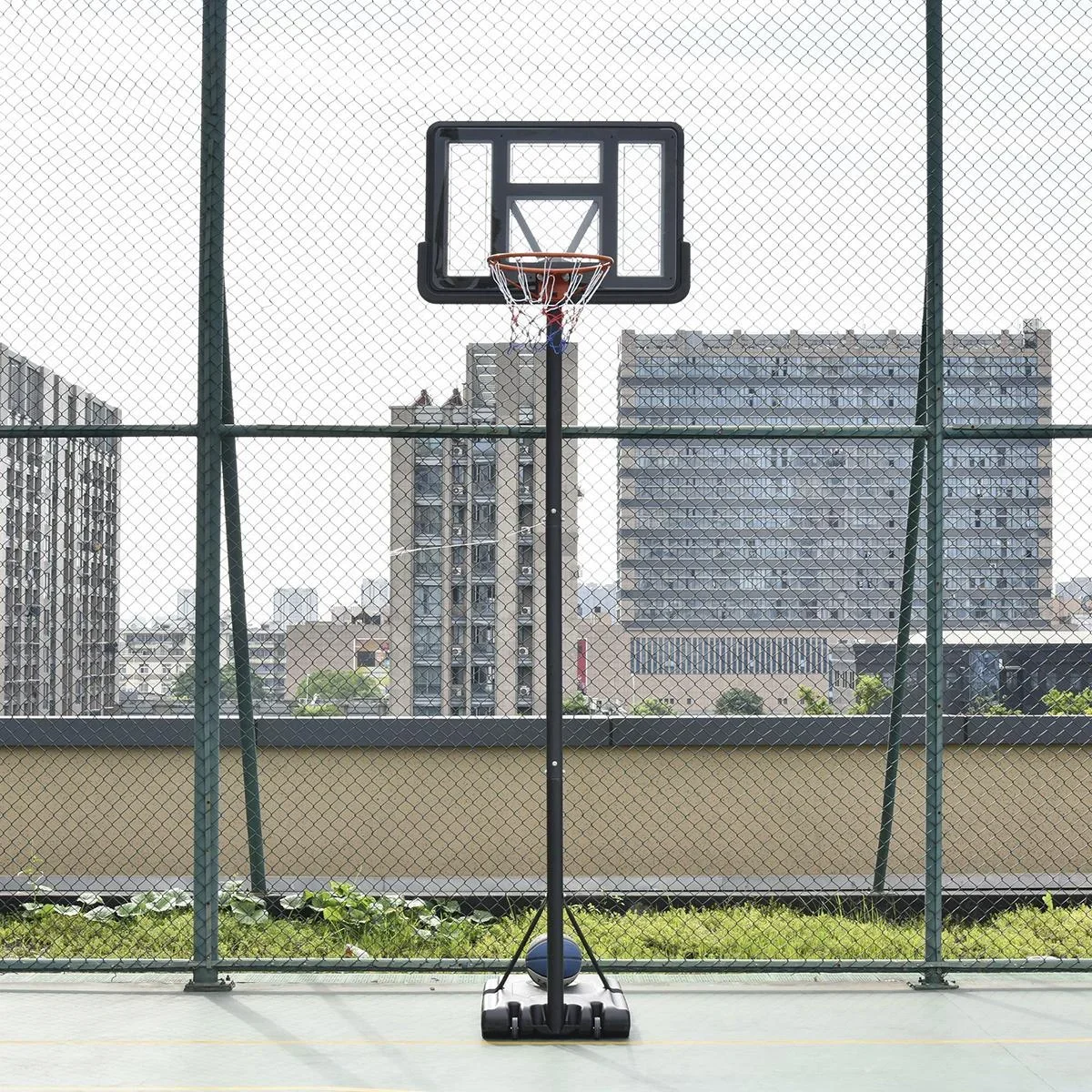 Basketballständer tragbar freistehend verstellbarer Basketballständer mit zwei beweglichen Rädern geeignet für den Außen - 2