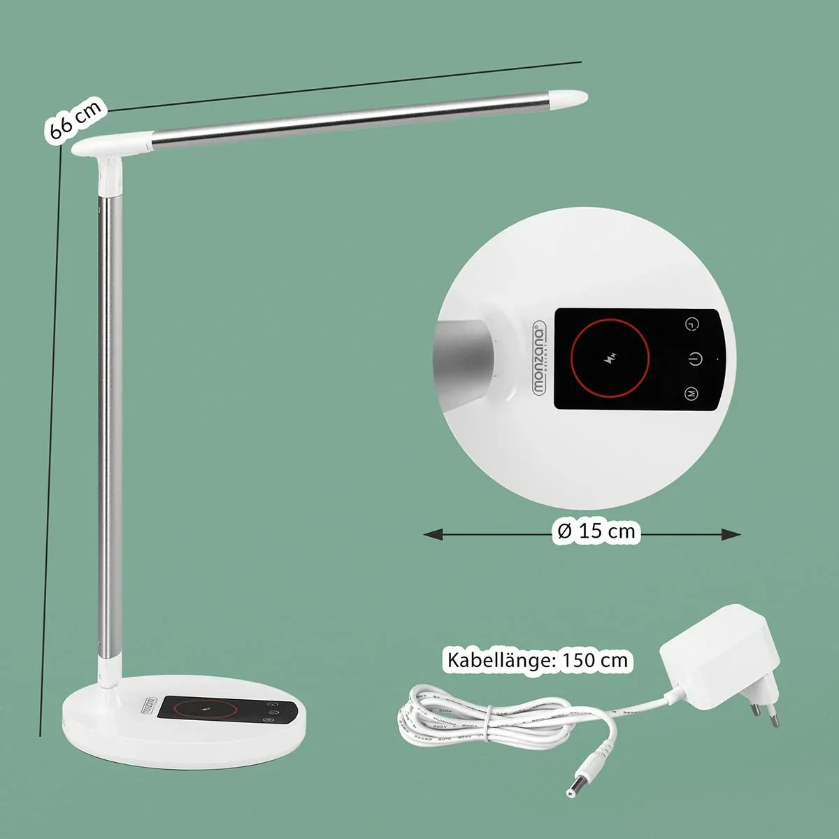 LED-Tischleuchte - Dimmbar - Weiß/Silber- 36 x 5 cm - 6