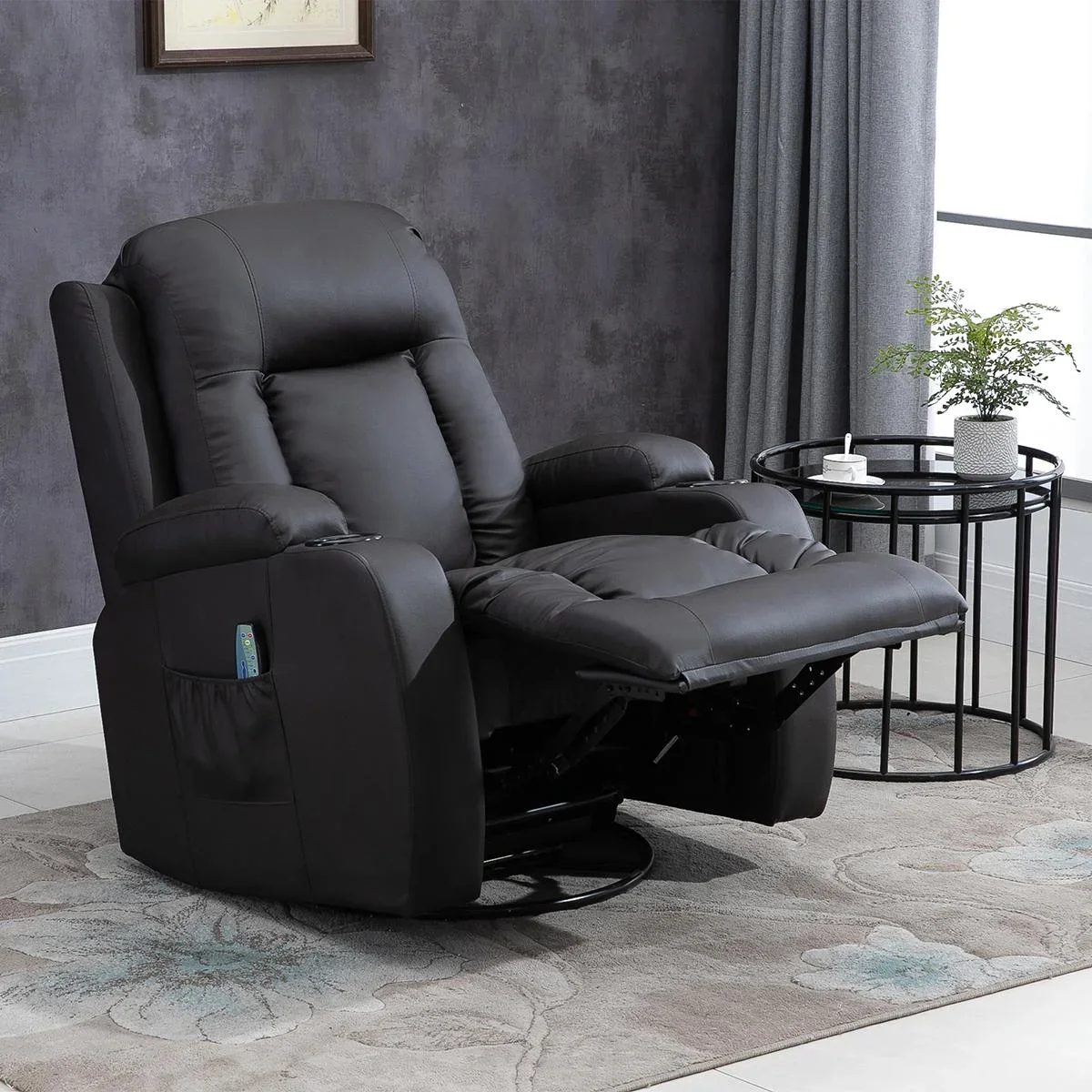 Massagesessel Fernsehsessel Relaxsessel TV Sessel Wärmefunktion Wippenfunktion mit Fernbedienung Liegefunktion Braun 85 - 0