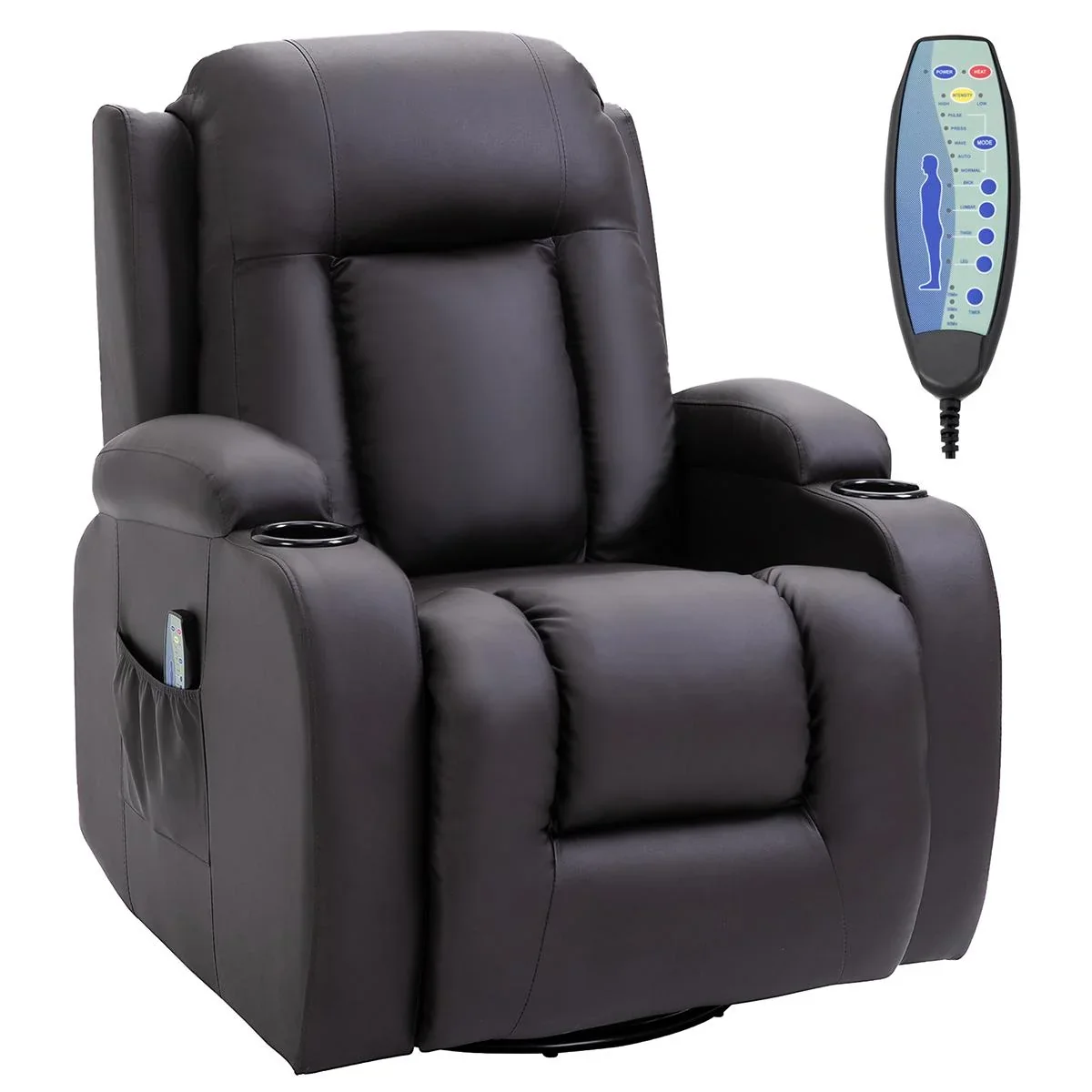 Massagesessel Fernsehsessel Relaxsessel TV Sessel Wärmefunktion Wippenfunktion mit Fernbedienung Liegefunktion Braun 85 - 2
