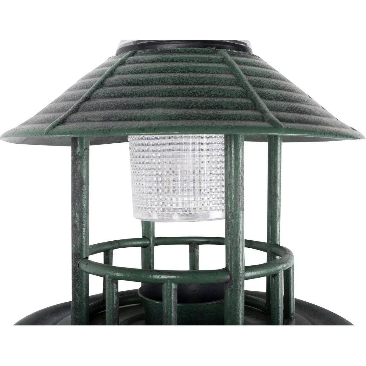 Vogeltränke mit Pflanzgefäß - Futterautomat - Solar-LED-Beleuchtung - 50 x 140 - Antique Green - 3