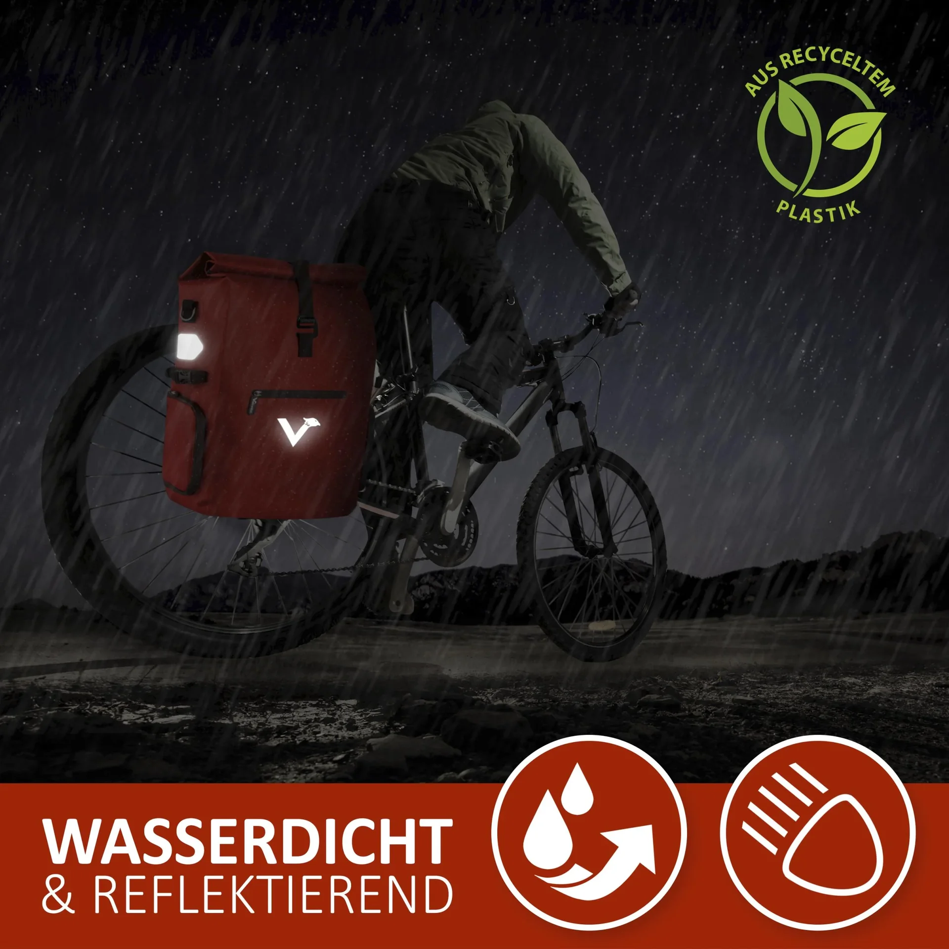 ValkPro 3 in 1 Fahrradtasche, Rot - 0