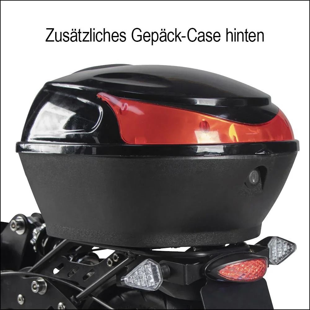 Forca E-Roller "Camper" Safety Plus 20 km/h inkl. Einkaufskorb, Blinkanlage, Gepäck-Case und Lithium-Akku schwarz - 2