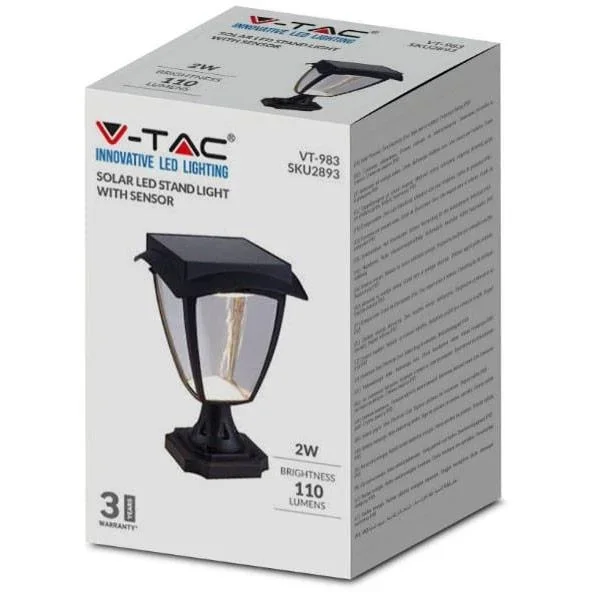 VT-983 Sevilla Solar Sockel Solar LED Lampe - 2 Lichtfarben - 1