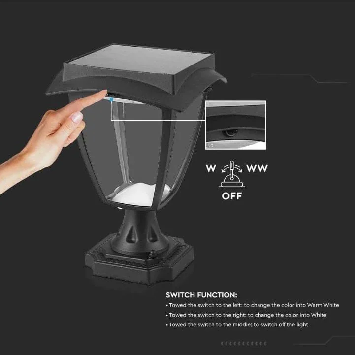 VT-983 Sevilla Solar Sockel Solar LED Lampe - 2 Lichtfarben - 4