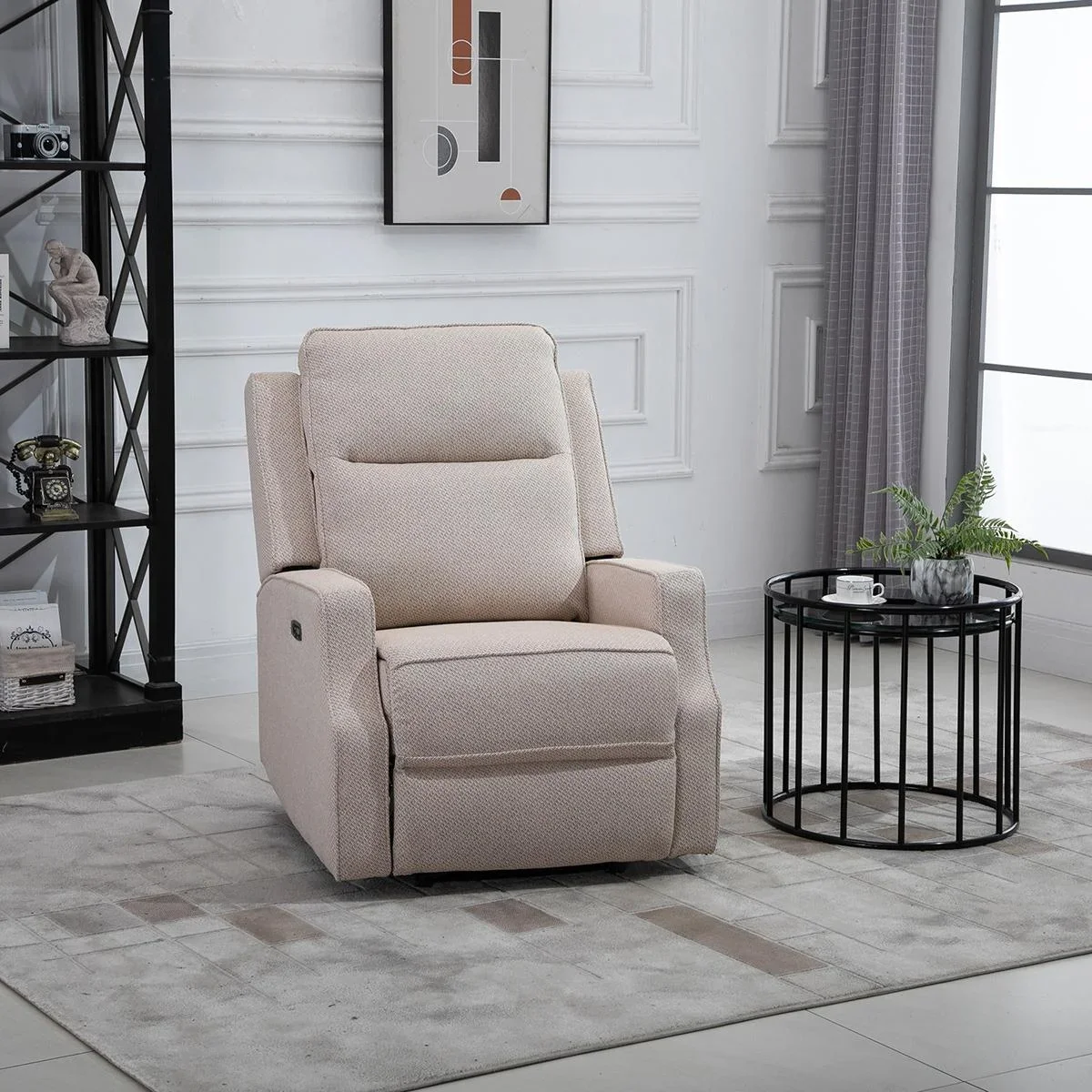 Relaxsessel Liegesessel TV Sessel Zero-Wall Funktion Einzelsofa 150° neigbar Fernsehsessel Polyester Beige 78 x 93 x 10 - 0