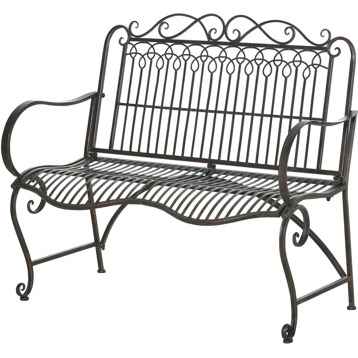 2-Sitzer Gartenbank Edelstahl antik Design 110 x 60 x 97 cm - 3