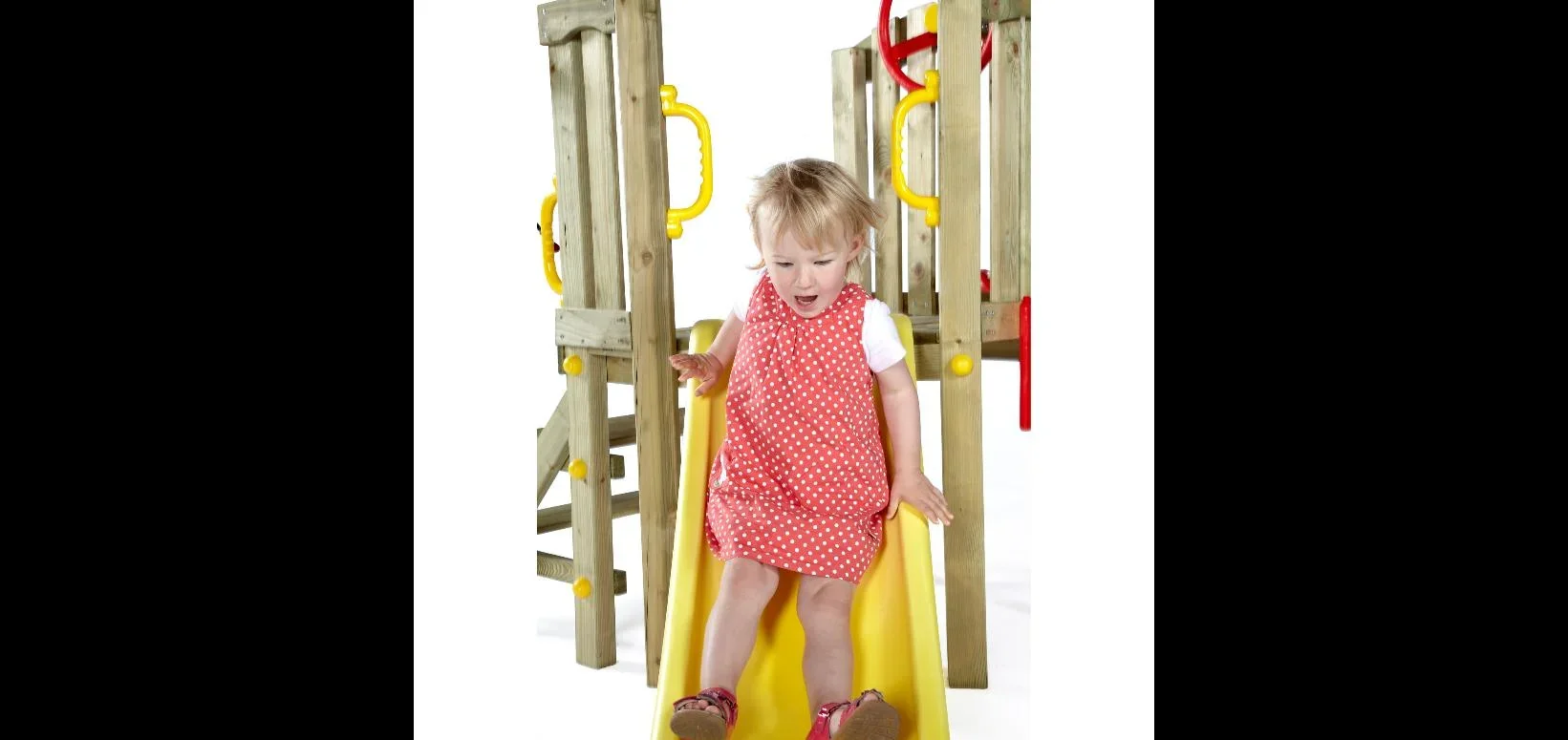 Kleinkinder Turm mit Babyschaukel, Outdoor-Kletterturm für Kleinkinder aus Holz, Babyschaukel, Rutsche, natur - 0
