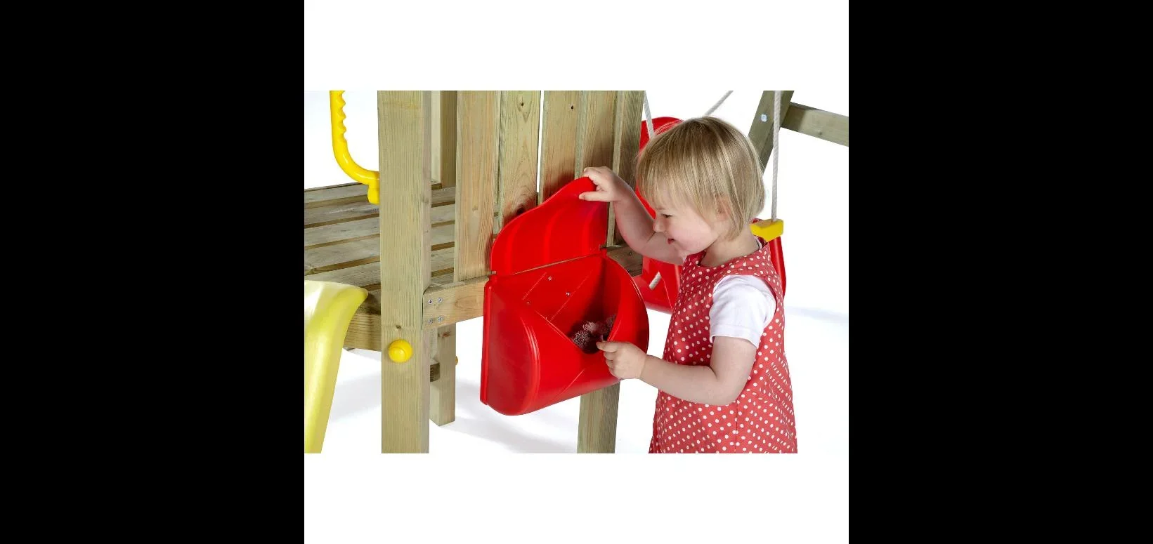 Kleinkinder Turm mit Babyschaukel, Outdoor-Kletterturm für Kleinkinder aus Holz, Babyschaukel, Rutsche, natur - 4